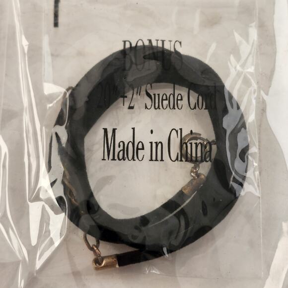 Art Glass Teardrop Pendant Necklace Artisan Beads Cord Curved Cap Statement - Picture 6 of 9